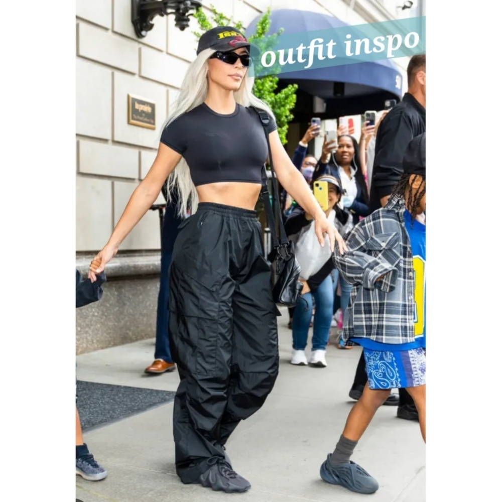 PLT Black Cargo Joggers NWT Baggy Oversized Long Pant Streetwear Size 6